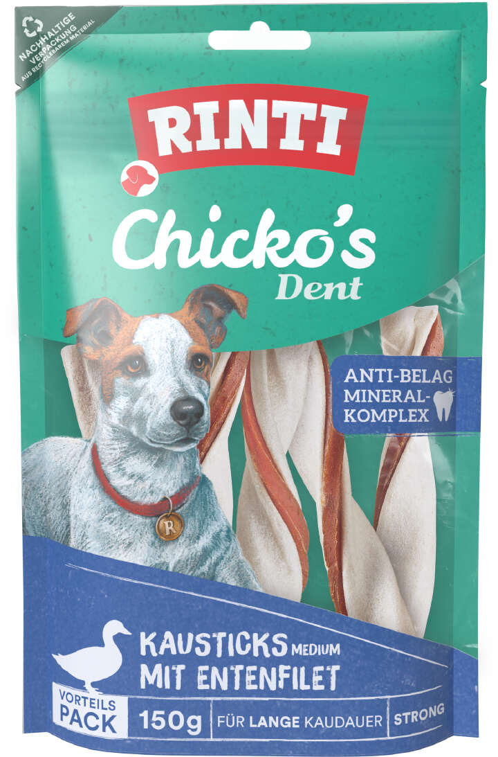 RINTI Hundeleckerlis Chicko Dent Medium mit Ente